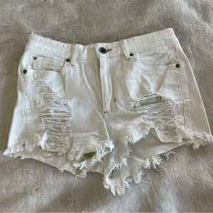 GUESS Ripped White Shorts